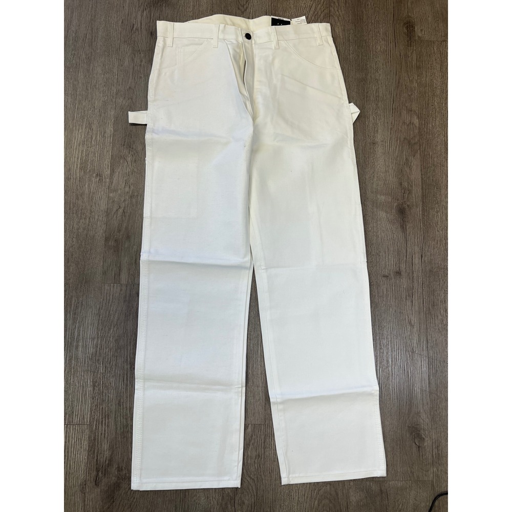 Dickies Mens White Relaxed Fit Painter Pants PPG Paints Logo 34x32 NWT